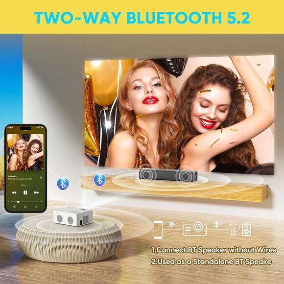 🔥Mini Bluetooth Portable Movie Projector Full HD 1080P Supported BNWT🔥 - Picture 4 of 9